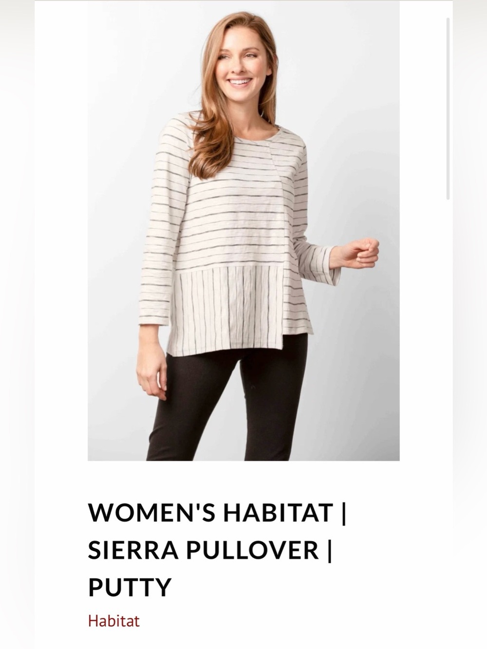 Habitat 100% Cottage ‘Putty’ Striped Crewneck Pullover. Fits M/L. Made in Peru.